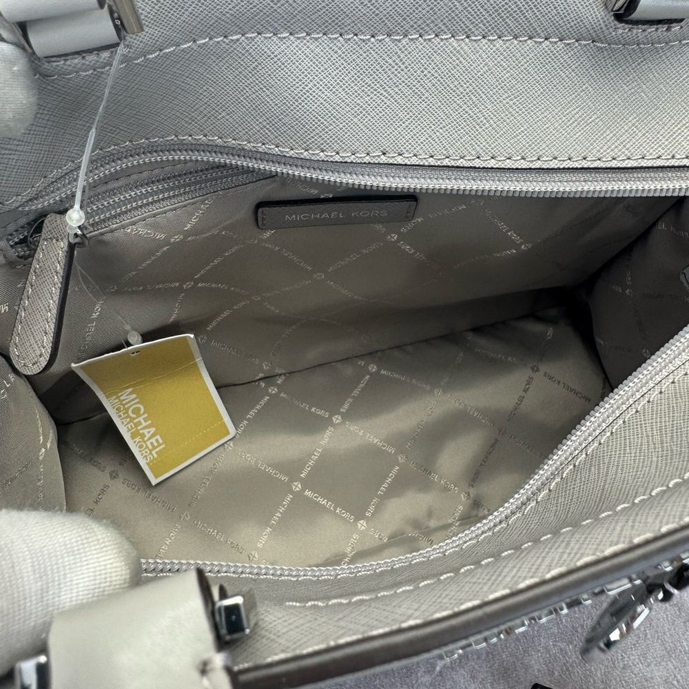 Michael Kors NWT Gray Medium East West Rayne Leather Handbag - Picture 9 of 11